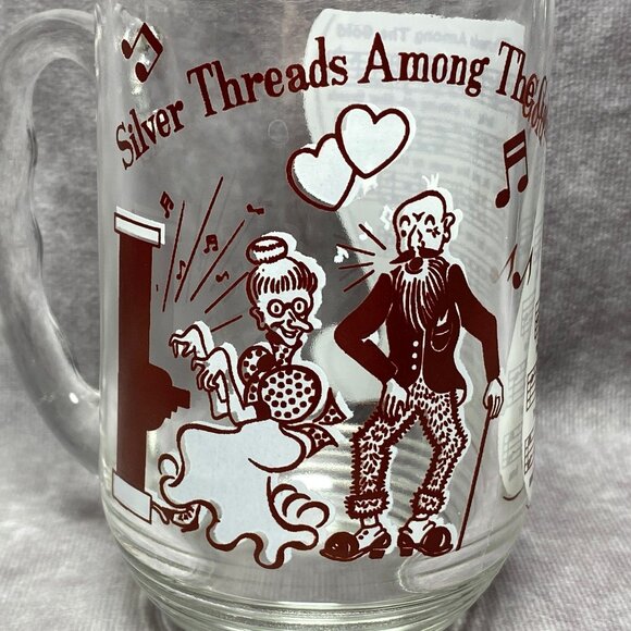 Hazel Atlas Big Top PB Glass "Silver Threads Among The Gold" Song Lyrics Mug - Picture 2 of 8